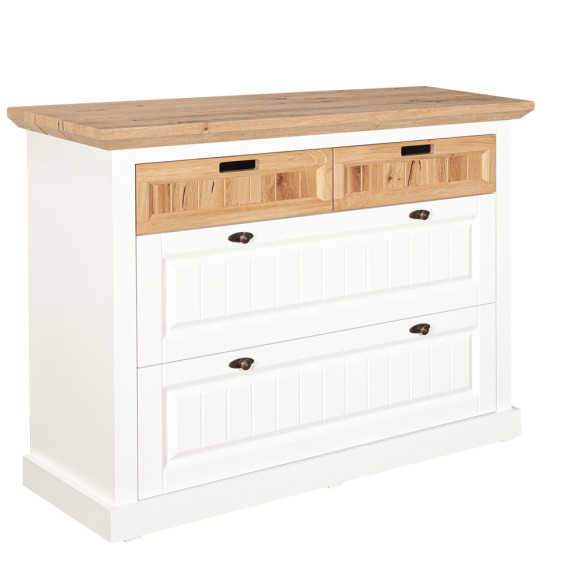 Poze Comoda Tivoli Cu 4 Sertare Alb Si Natur, 116.4 Cm