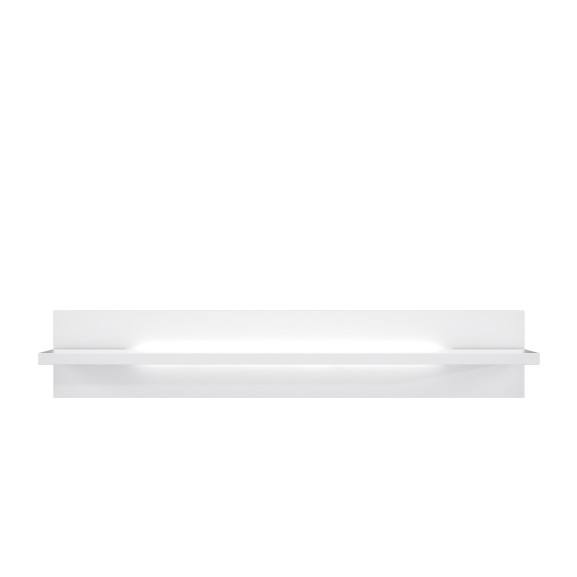 Polita l-light, alb & alb lucios, 140 x 25,6 x 24,3 cm