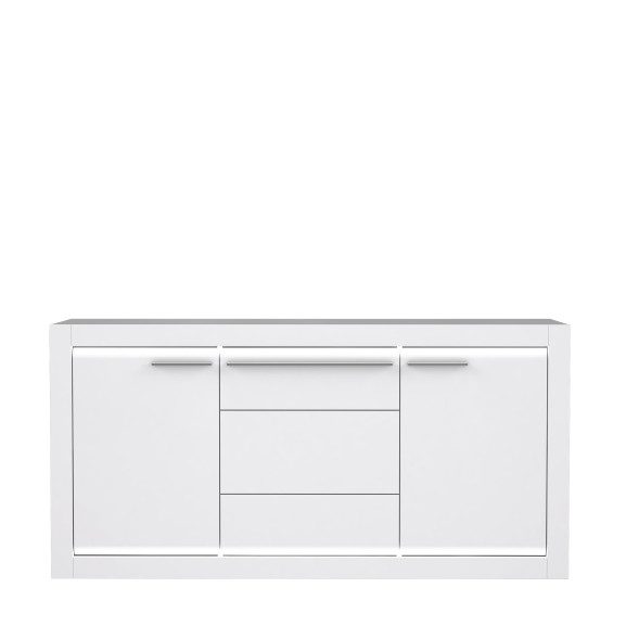 Comoda L-Light Alb Si Alb Lucios, 157.7 Cm