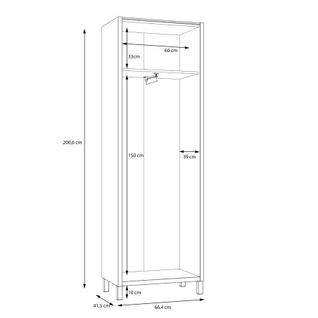 Dulap Freetown Cu 1 Usa, Stejar Catania Si Alb Mat, 66.4 Cm-01