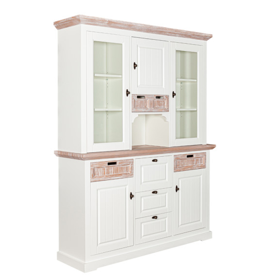 Poze Bufet Porto Cu Vitrina Alb Si Natur, 150 Cm