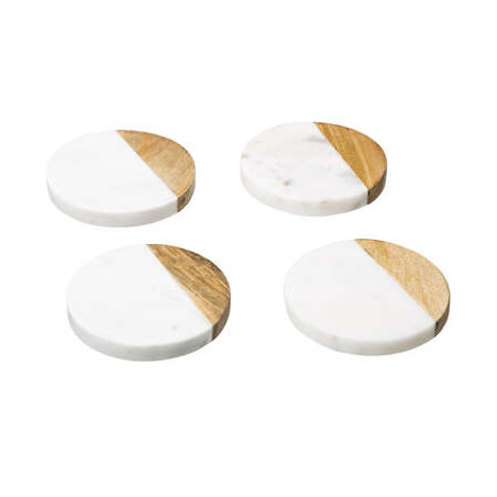 Set  4 Coastere Wood Marble White-01