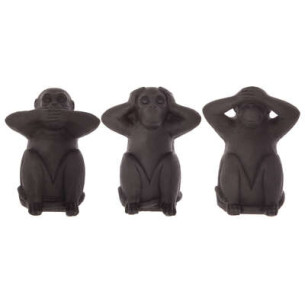 Set 3 Decoratiuni Monkey Negru H23 Cm
