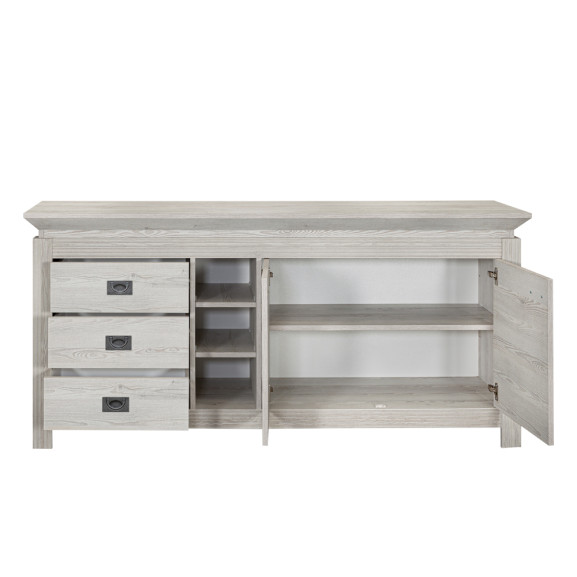 Bufet casablanca loft, 2usi + 3sertare, gri antic, 83 x 177 x 45 cm