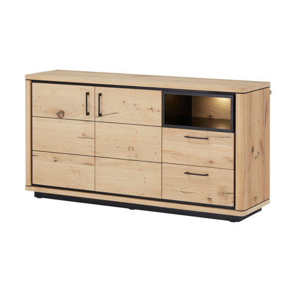 Poze Bufet 2 Usi si 2 Sertare Tulsa, Smoked Oak, Furnir Din Lemn Masiv, 158 x 42 x 81.7 Cm
