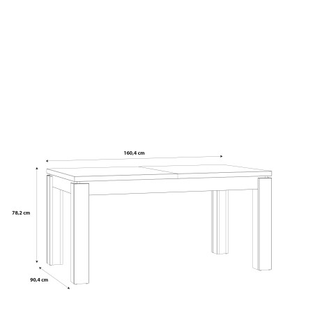 Masa Extensibila Kaszimiro, Stejar Waterford Si Negru, 160 x 78.2 x 90 Cm-01