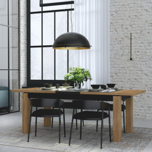 Masa Extensibila Kaszimiro, Stejar Waterford Si Negru, 160 x 78.2 x 90 Cm