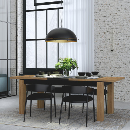 Masa Extensibila Kaszimiro, Stejar Waterford Si Negru, 160 x 78.2 x 90 Cm-01