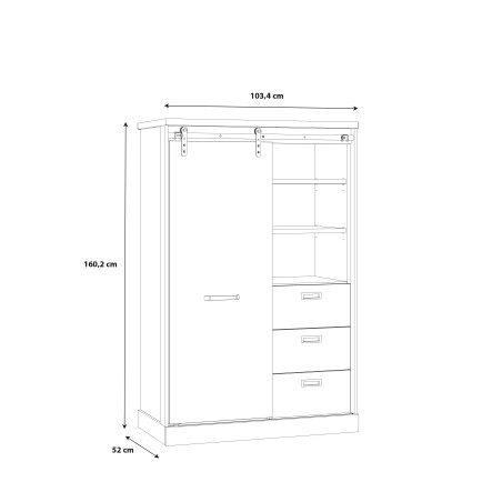 Etajera Kaszimiro, Stejar Waterford Si Negru, 103.4 Cm-01