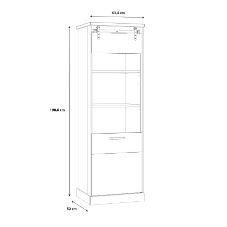 Vitrina Cu 1 Usa Kaszimiro, Stejar Waterford Si Negru, 63.4 Cm-01