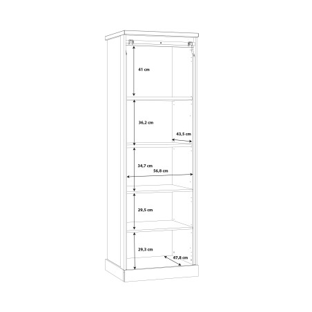 Vitrina Cu 1 Usa Kaszimiro, Stejar Waterford Si Negru, 63.4 Cm-01