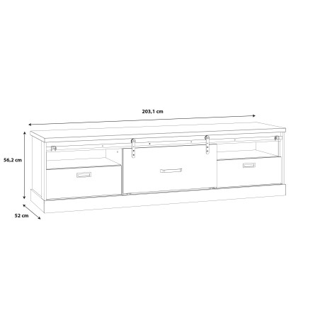 Comoda Tv Kaszimiro, Natur, 203,2 x 56,2 x 52 Cm-01