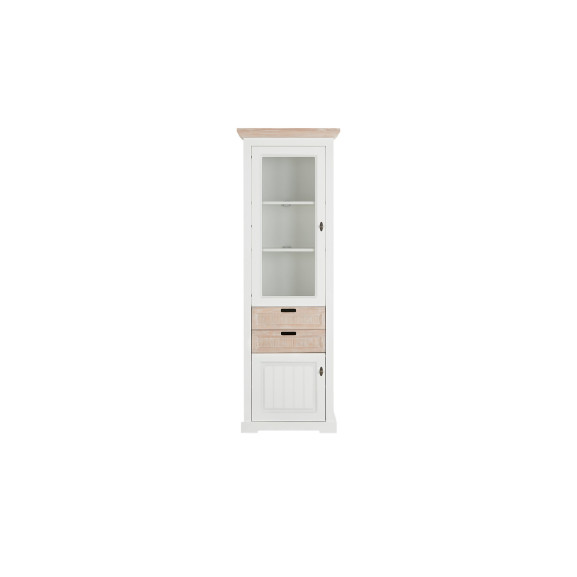 Vitrina Porto Stanga Cu 2 Usi Si 2 Sertare Alb Si Natur, 67.5 Cm