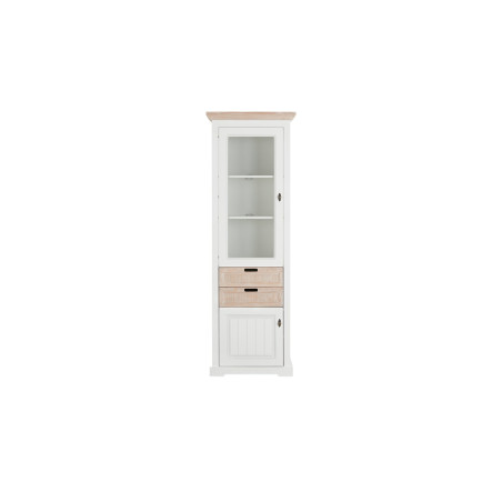 Vitrina Porto Stanga Cu 2 Usi Si 2 Sertare Alb Si Natur, 67.5 Cm-01