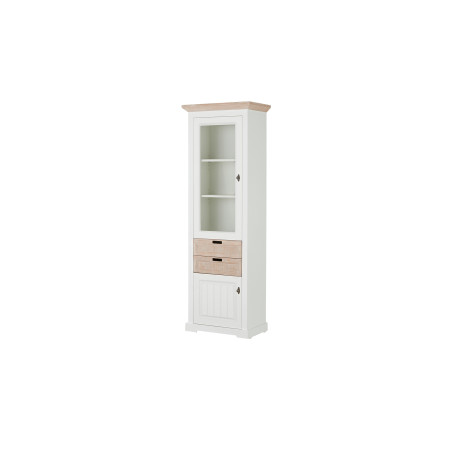 Vitrina Porto Stanga Cu 2 Usi Si 2 Sertare Alb Si Natur, 67.5 Cm-01