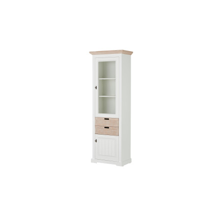 Vitrina Porto Stanga Cu 2 Usi Si 2 Sertare Alb Si Natur, 67.5 Cm-01
