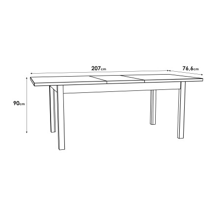 Masa Extensibila Solletico Stejar Bartex, 160.4/207 766 X 90 Cm-01