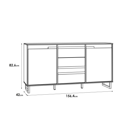 Comoda Solletico Stejar Bartex Si Stejar Spica, 156.4 Cm-01