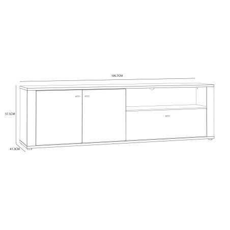 Comoda Tv Jarina Alb Si Rovere Otello, 195.7 Cm-01