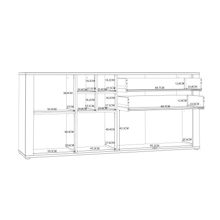 Comoda Jarina, Alb & Rovere Otello, 195,7 x 86,3 x 41,3 Cm-01