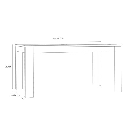 Masa Extensibila Jarina, Alb & Rovere Otello, 160/206,6 x 78,2 x 90,2 Cm-01