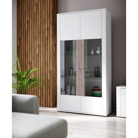 Vitrina Jarina Alb Si Rovere Otello, 106.3 Cm-01