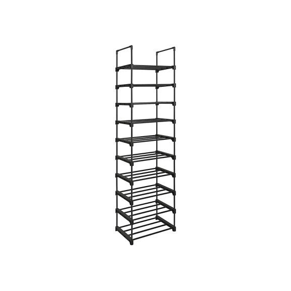 Organizator de pantofi cu 10 niveluri, negru, 45 x 30 x 174 cm