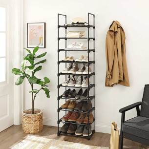 Organizator De Pantofi Cu 10 Niveluri, Negru, 45 x 30 x 174 Cm