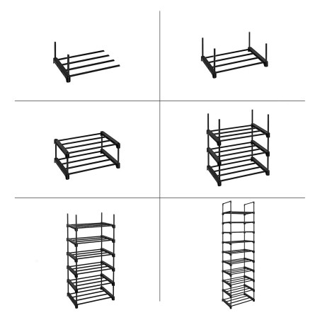 Organizator De Pantofi Cu 10 Niveluri, Negru, 45 x 30 x 174 Cm-01