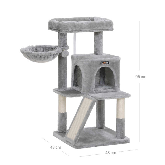 Turn De Joaca Pentru Pisici, Gri, Plus&Sisal, 48 x 48 x 96 Cm