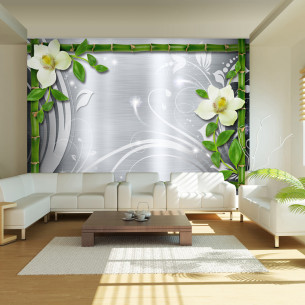 Fototapet Bamboo And Two Orchids, 350 x 245 Cm-Resigilat