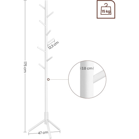 Cuier Pentru Haine Autoportant, Alb, 47 x 175 Cm-01