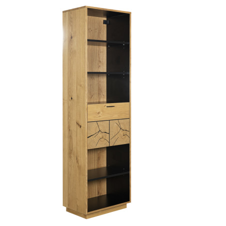 Biblioteca Urbano Oak Cu 1 Usa, Stejar Rustic Si Negru, 54.5 Cm-01