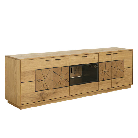 Comoda Tv Urbano Oak Cu 4 Usi Si 1 Sertar, Stejar Rustic Si Negru, 230 Cm-01