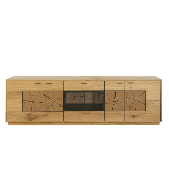 Comoda Tv Urbano Oak Cu 4 Usi Si 1 Sertar, Stejar Rustic Si Negru, 230 Cm