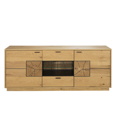 Comoda Tv Urbano Oak Cu 2 Usi Si 2 Sertare, Stejar Rustic Si Negru, 170 Cm-01