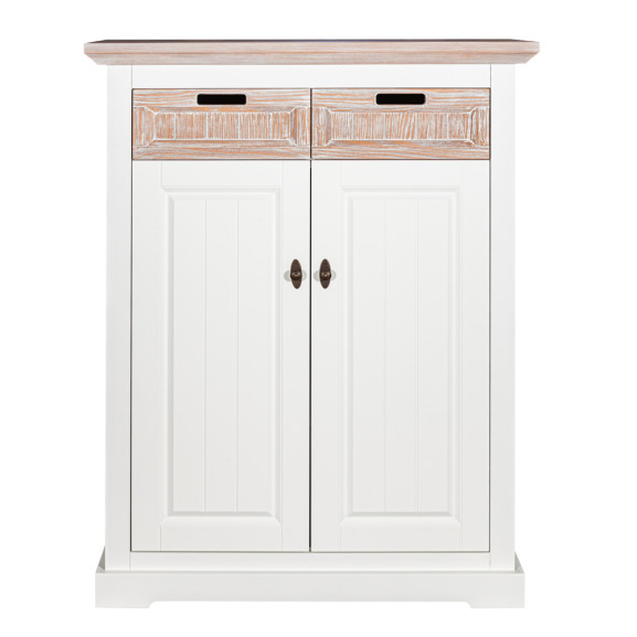 Comoda Porto Cu 2 Usi Si 2 Sertare, Alb Si Natur, 91 Cm Comode