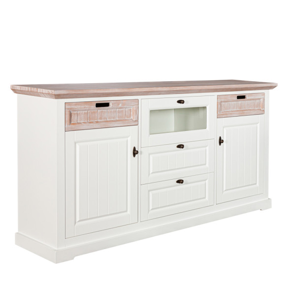 Poze Bufet Porto Cu 3 Usi Si 4 Sertare Alb Si Natur, 182 Cm