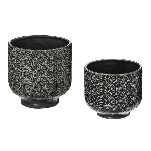 Set 2 ghivece ceramice negru