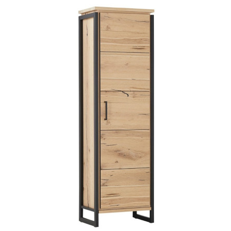 Dulap Reno Cu 1 Usa, Smoked Oak Furnir Din Lemn Masiv, 60 Cm-01