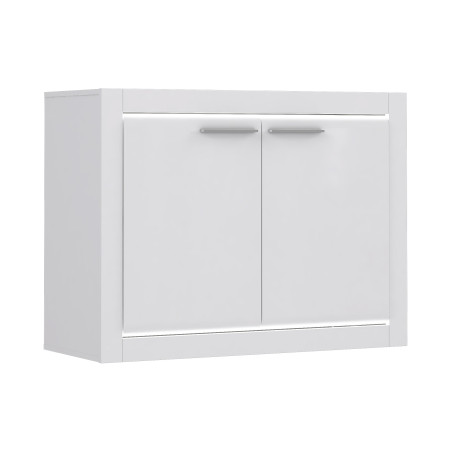 Comoda L-Light Alb Si Alb Lucios, 103 Cm-01