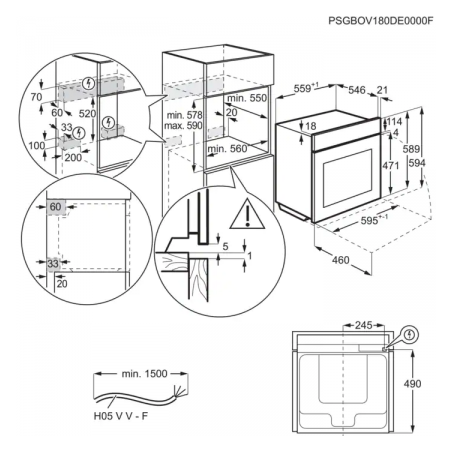 Cuptor Cu Abur Electrolux EOB8S39Z, SteamBoost, A++, 70 Litri Negru, 59,4 x 59,5 x 56,7 Cm-01