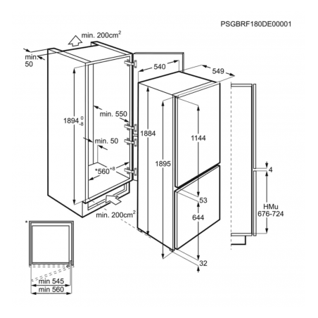 Combina Frigorifica Incorporabila Electrolux LNS8FF19S, Static Low Frost, Clasa F, 289 Litri, Alb, 188,4 x 54,6 x 54,9 Cm-01