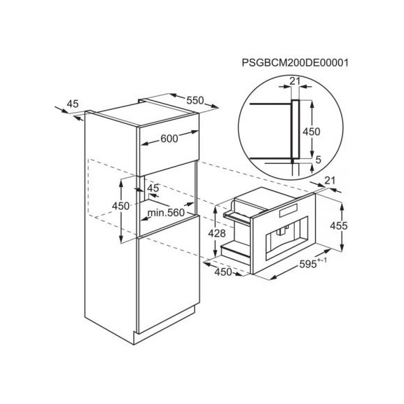 Espressor incorporabil electrolux ebc85x, inox antiamprenta, 45 x 56 x 55 cm