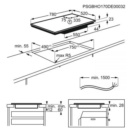 Plita Inductie AEG IKE85753FB, PowerBoost, Hob2Hood, 5 Zone, Negru, 78 x 52 Cm-01