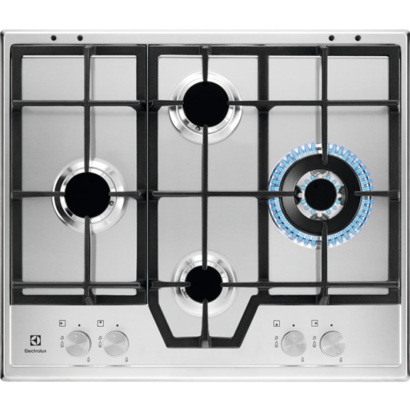 Plita Gaz Electrolux KGS6456SX, 4 Arzatoare Gaz, Inox, 60 Cm