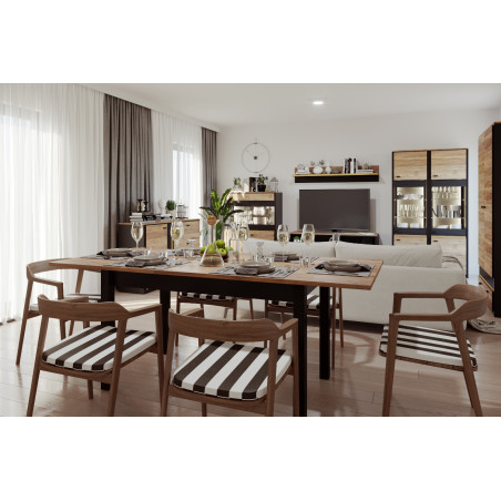 Vitrina Cu 1Usa Beliza, Stejar Negru&Versailles, 105 x 136 x 41 Cm-01