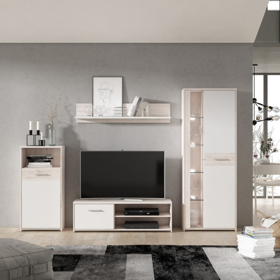 Poze Set Living Gola Stejar Nisipiu Si Alb Mat, 266 Cm