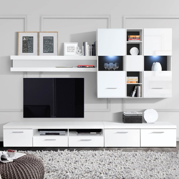 Set Living White Pearl, Alb, Negru Si Alb Lucios, 289.6 Cm image3