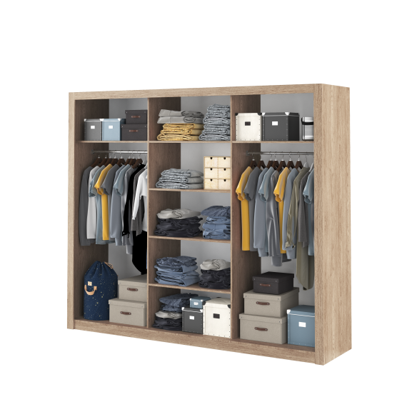 Dulap 3usi thea, stejar shetland, 250 x 215 x 60 cm
